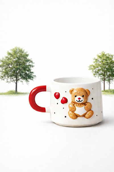 Renkli Hobi Evi Seramik Ayıcıklı Bardak / Fincan 200 ml