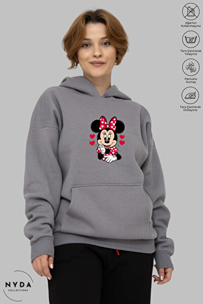 Nyda Collections Γυναικείο φούτερ με κουκούλα, μακρυμάνικο, με στάμπα Minnie ...