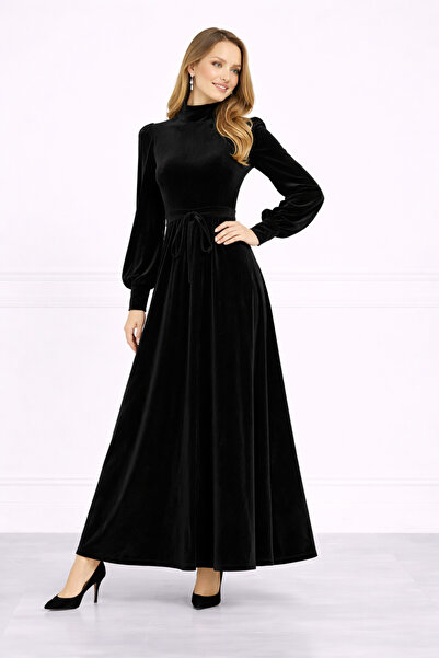 MODAMİNEM Kemerli Kadife Elbise