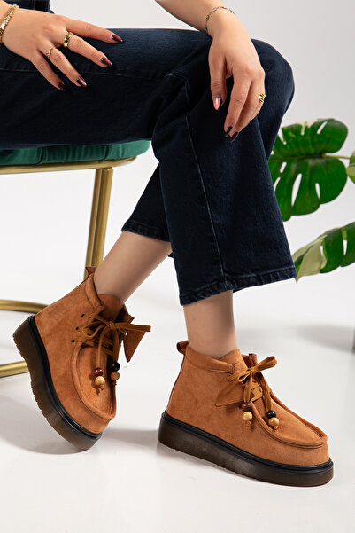 TEKİN SHOES Tan Color Lace-Up Suede Boots & Booties