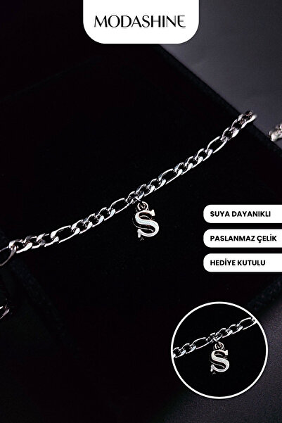 ModaShineShop S Harfli Çelik Kararmaz Paslanmaz Bileklik