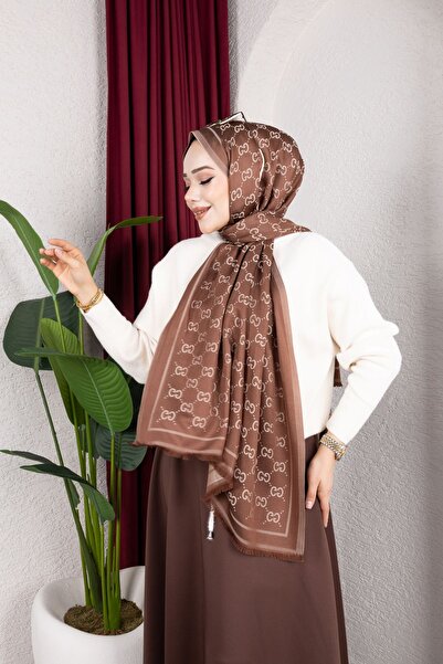 RMY MODA 220X100 cm Logomania Patterned Soft Textured Jacquard Luxury Monogra...