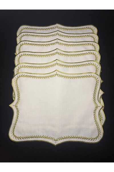 Smiling Home 6 Pieces of Linen Ecru Color Toxic Ivy Model Placemat/Supla