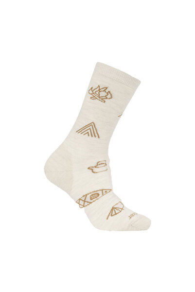 Icebreaker Women's Socks W Mer Lifestyle-Ultralight Crew Camp Ess Ecru Hthr-Sand