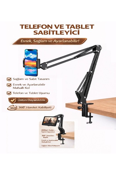 Moxti Telefon-Tablet Tripodu Ayarlanabilir Masaüstü Süspansiyonlu Üst Çekim Y...
