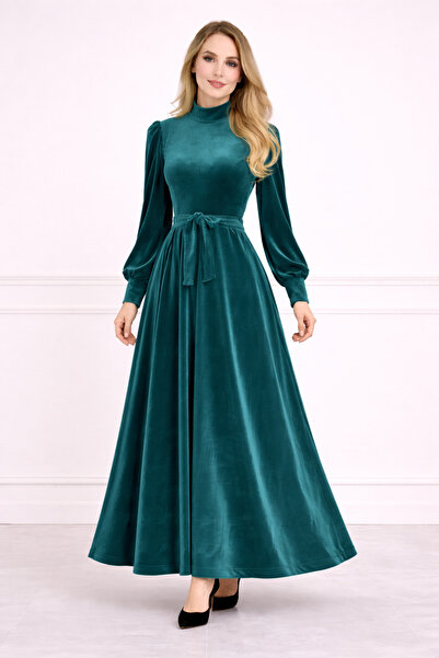 MODAMİNEM Belted Velvet Dress