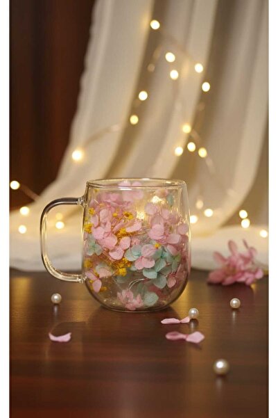 CUPPERA Isıya Dayanıklı Canlı Kurutulmuş Çiçekli Çift Cidarlı Kupa, Zamansız ...
