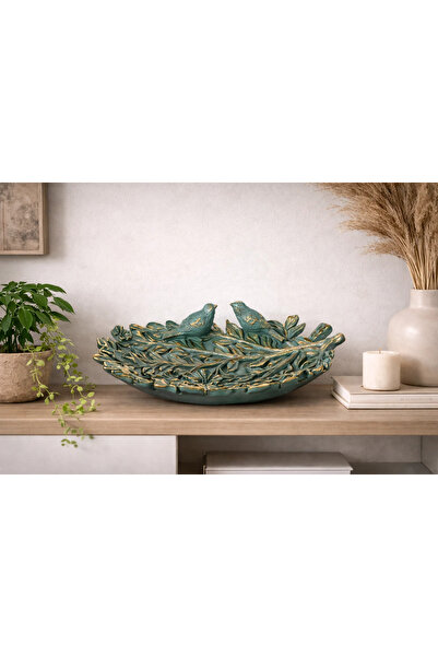 Hanlar Home Green Antique Decorative Object with Bird Figure