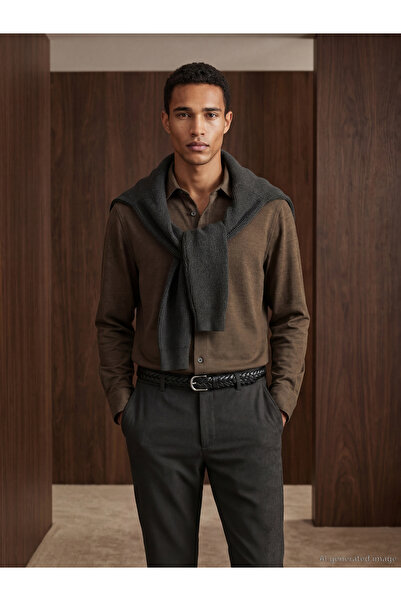 LC Waikiki Rmz Gi̇yi̇m Farkiyla Standard Fit Men's Textured Shirt