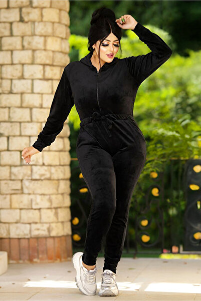 AsrymShop Winter velvet heavy black jumpsuit