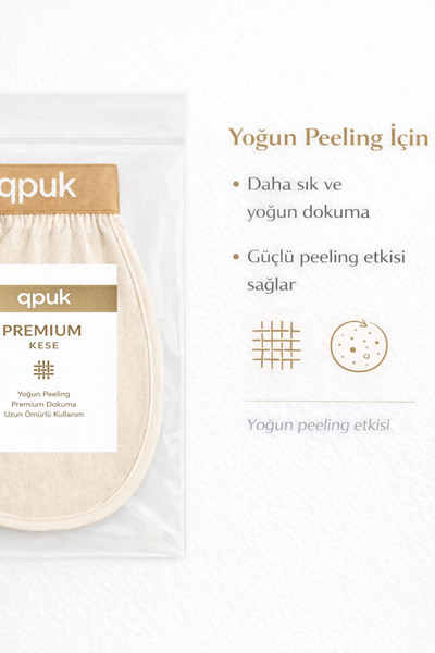 qpuk Premium Kese – Normal Ciltler İçin %100 Floş İpek Banyo & Duş Peeling Eldiveni (Kadın & Erkek)