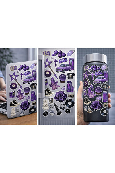 Limitless Design مجموعة ملصقات جمالية باللون الأرجواني |   مجموعة القطع العتي...