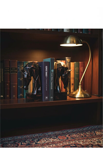 Hanlar Home Eskitme Bakır Tonlu Geometrik At Figürlü Dekoratif Kitap Tutucu B...