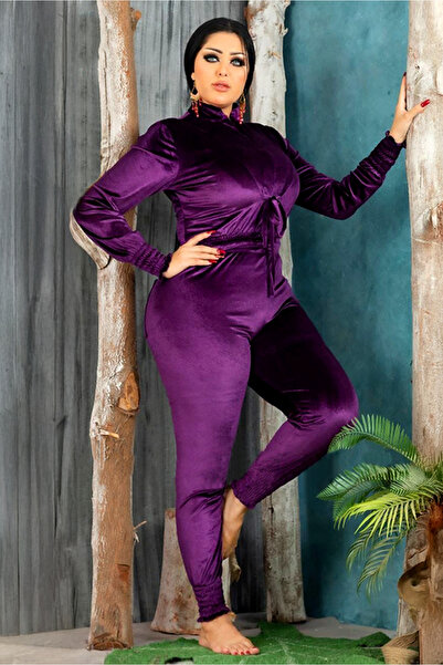 AsrymShop Winter velvet jumpsuit, light mauve