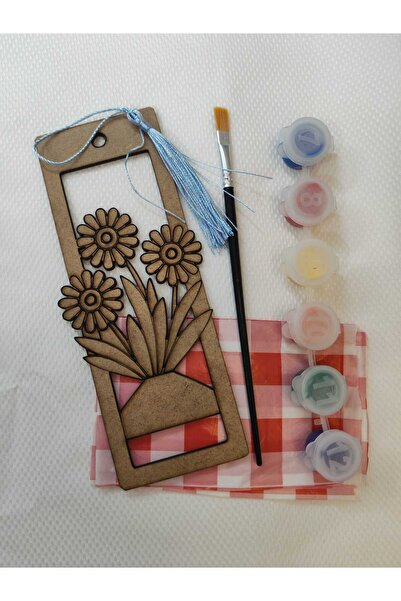 MoranaDesign Ahşap Boyama 10'lu Kitap Ayracı Papatya Model