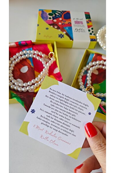 Balonju PERLA inci kolye&fular Set