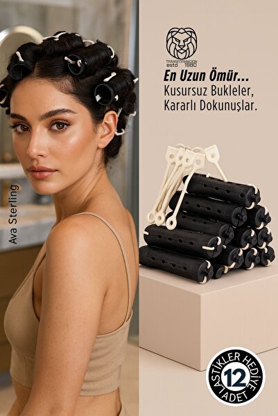 Transformacion Bigudiuri pentru păr - Set de 12 bucăți pentru coafarea buclel...