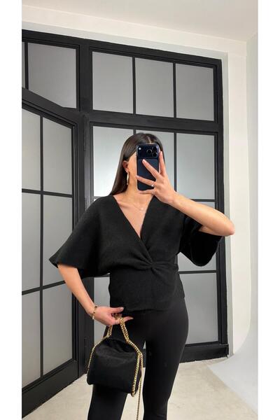 Gaus Siyah Belden Oturtmalı ZR Muadil Triko Kazak GAUS-01178