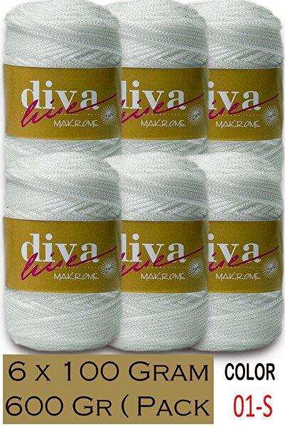 Diva İplik 2,5 mm Polyester Simli Makrome Çanta İpi ( 6 lı Paket ) 600 Gr - 01S
