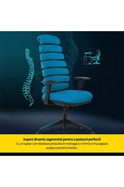 KRONSIT Scaun ergonomic SALERNO, spatar segmentat cu mesh 3d, syncron, reglabil, role silicon, 120kg