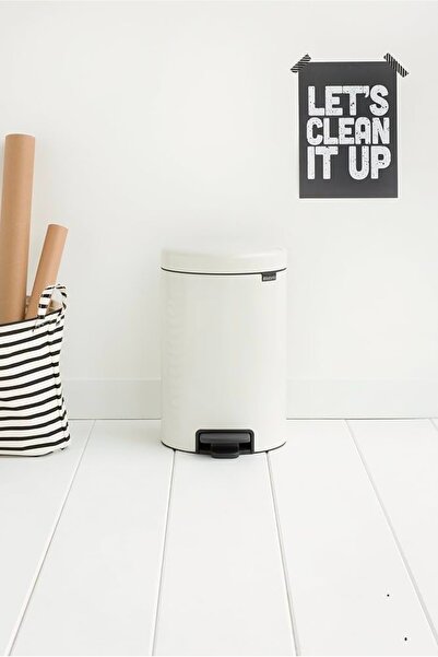 Brabantia NewIcon Pedal Bin with Plastic Inner Bucket, 12 Litre, White