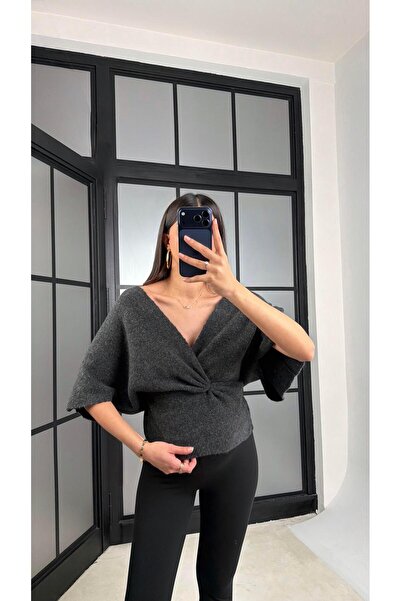 Gaus Antrasit Belden Oturtmalı ZR Muadil Triko Kazak GAUS-01178