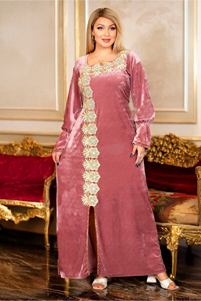 AsrymShop Lightweight velvet winter dress with cashmere roses