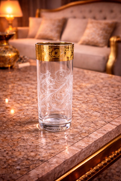 BYART Luxurious glass set with gold embellishment – ​​6 pieces, elegantly des...