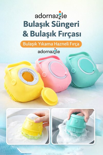 adornazzle Bulaşık Süngeri, Bulaşık Fırçası, Bulaşık Yıkama Hazneli Fırça, De...