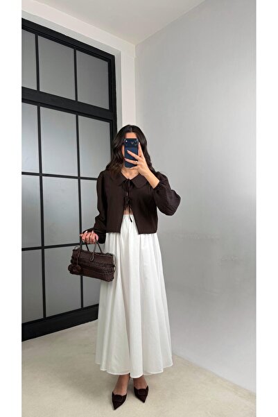 Gaus Beyaz Vual Astarlı Prenses Etek GAUS-01148