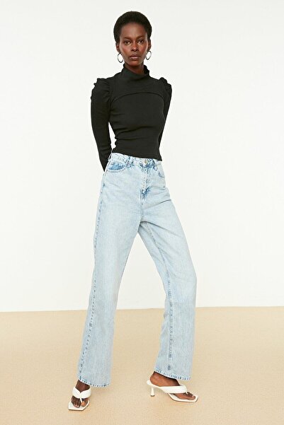 LİMABEL Ice Blue Γυναικείο Loose Lycra 90's Super High Wide Leg τζιν παντελόν...