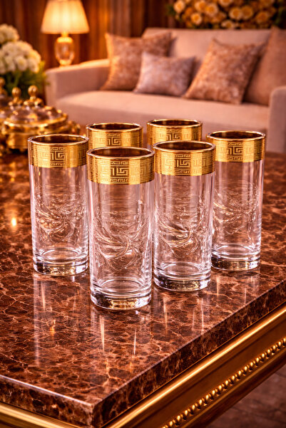 BYART Luxurious glass set with gold embellishment – ​​6 pieces, elegantly des...