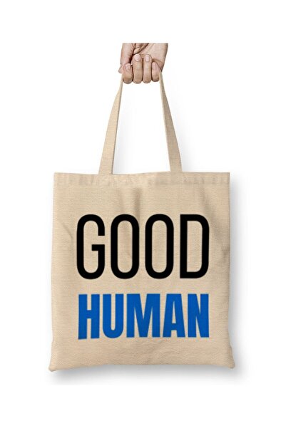 Toyaso Be A Good Human Geantă de cumpărături din pânză albă cu mâner lung Gea...