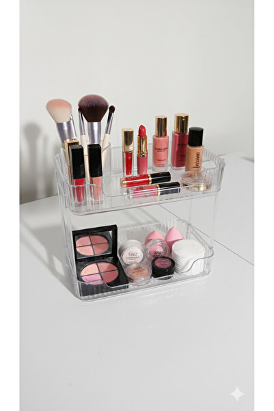 Esse 2 Katlı Şeffaf Makyaj Organizeri - Kristal Görünümlü Parfüm ve Cilt Bakı...