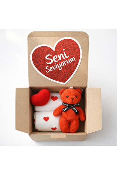 LEBLANC BOUTIQUE Mini Hediye Kutusu – Not Kağıdı Peluş Ayıcık Anahtarlık ve K...