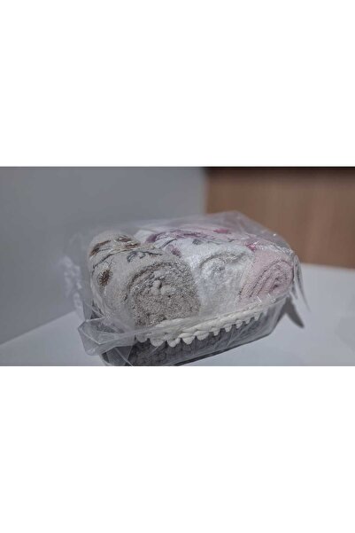 VELLON HOME طقم مناشف مكون من 3 قطع مقاس 50 × 90 سم مع سلة مصنوعة يدويًا