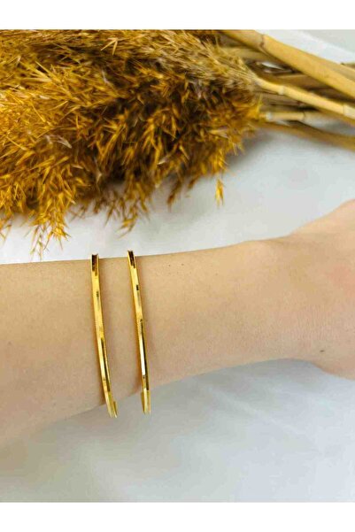 Unbranded/Generic 925 Ayar Gümüş Kadın Bilezik - Gold Renk Ajda Model (No:64)