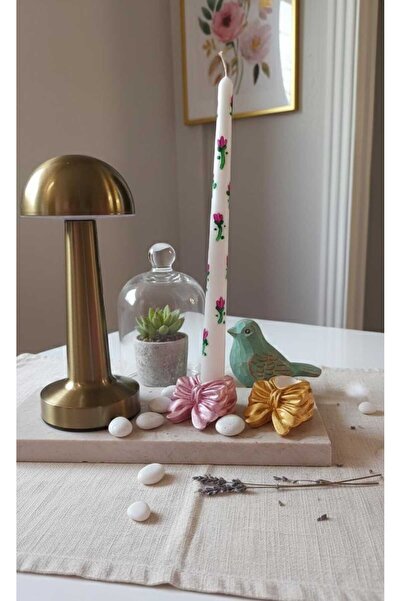 özkösekids El Yapımı Dekoratif Fiyonk Detaylı İkili Şamdanlik