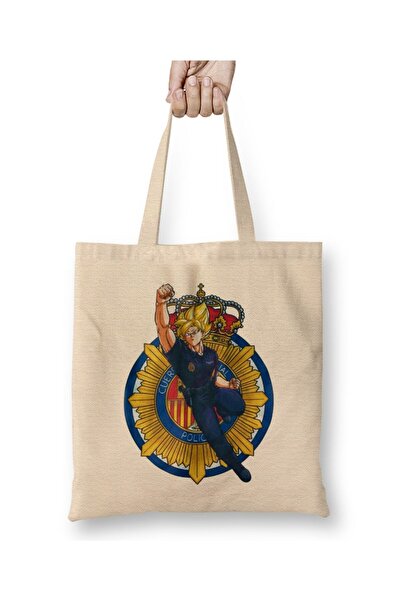 Toyaso Goku Police Dragon Ball Z Geantă de pânză albă Geantă de cumpărături c...