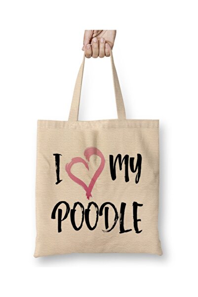 Toyaso Poodle Mom Dog Mom Geantă de plajă din pânză albă, cu mâner lung, pent...