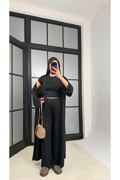 Gaus Siyah Kaşmir Yumuşak Dokulu Likralı 3'lü Premium Takım GAUS-01171