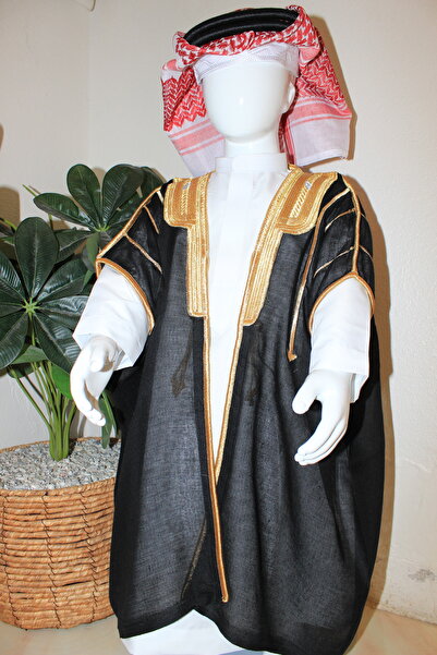 Abaya-AB Boys' set: 1- Bisht (outer cloak) 2- Embroidered agal (headband) 3- ...