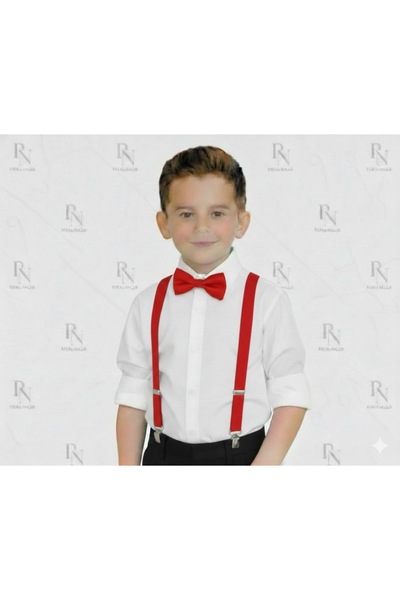 YCN TEKSTİL Çocuk Askı ve Papyon Takımı - Ayarlanabilir Şık Takım Elbise Akse...