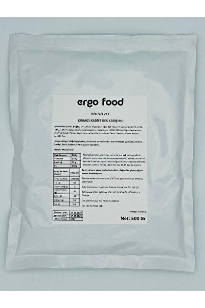 ergo food Kırmızı Kadife Kek Karışımı 500 Gr Red Velvet Kek