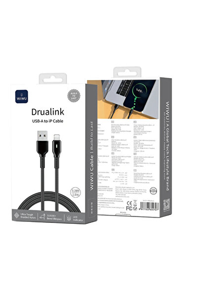 WIWU Green Dot Series USB-A to Lightning Nylon Braided Charging Cable 1M