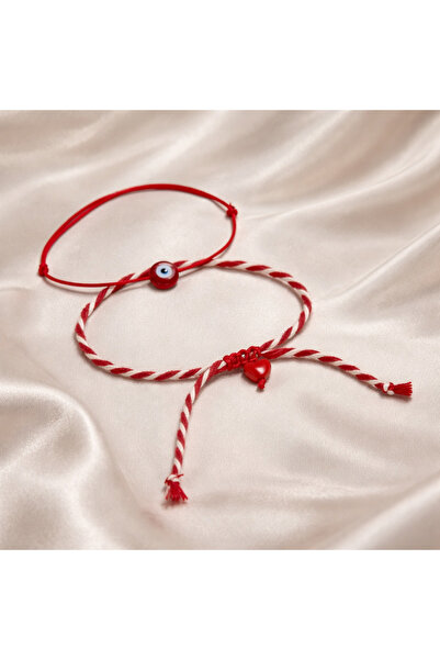 Femenino Marteniçka Evil Eye and Heart Set Bracelet with Card