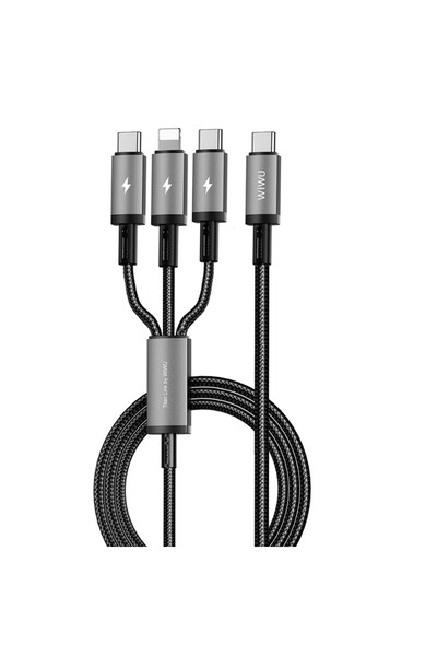 WIWU كابل شحن سايبر لينك سيريز 66 واط USB-A إلى Type-C + Lightning + Micro US...