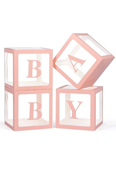 GOLDCENTER Kutu Şeffaf Kutu Baby Yazılı Harf 25 Cm 4 ADET