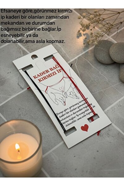 Meneva Aksesuar Kader Bağı Kırmızı İp Ayarlanabilir Çift Bilekliği