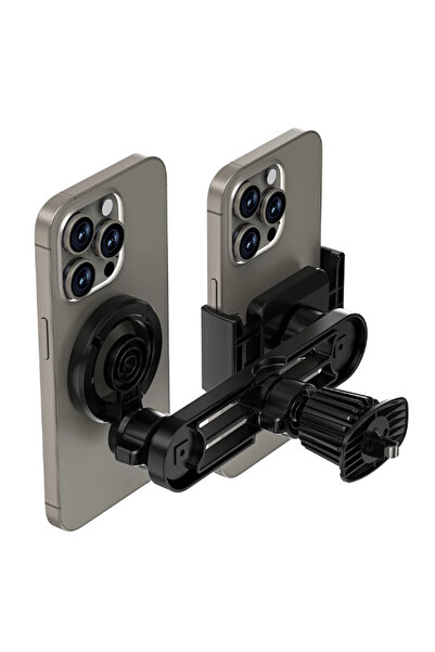 WIWU حامل هاتف مزدوج للسيارة من جنتلمان مع مشبك + حامل مغناطيسي - أسود